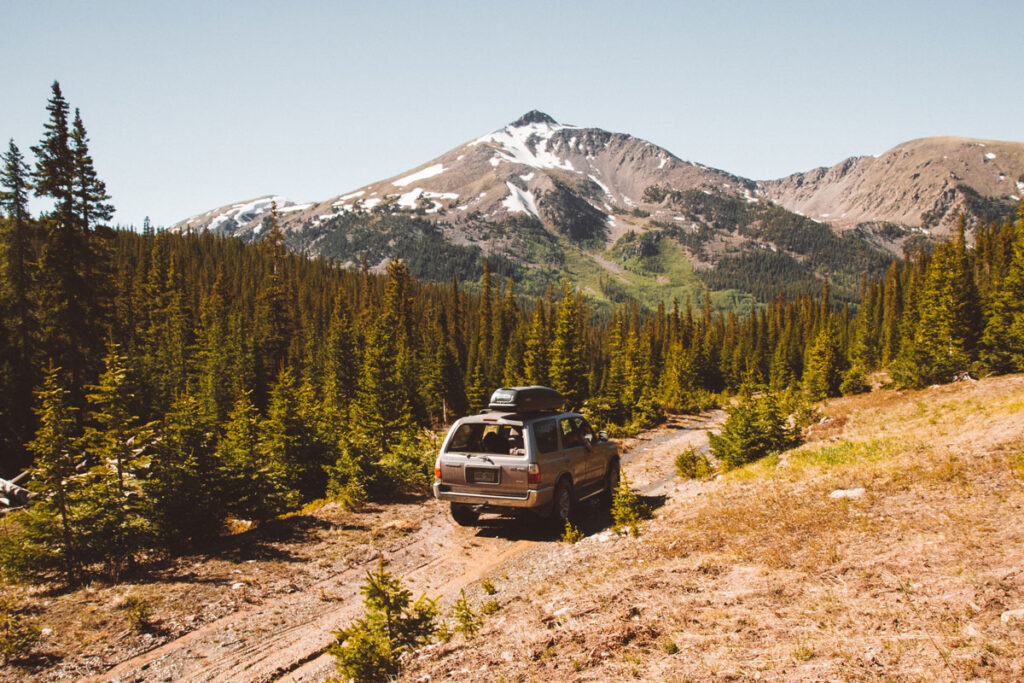SUV on a mountain road near Breckenridge