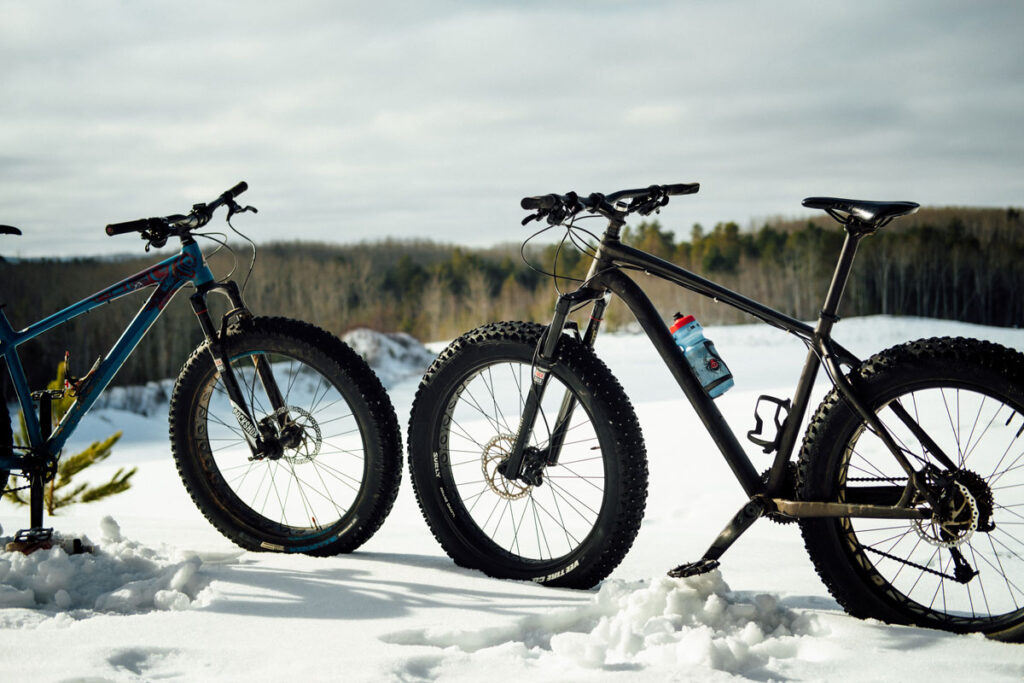 snow bikes in snow
