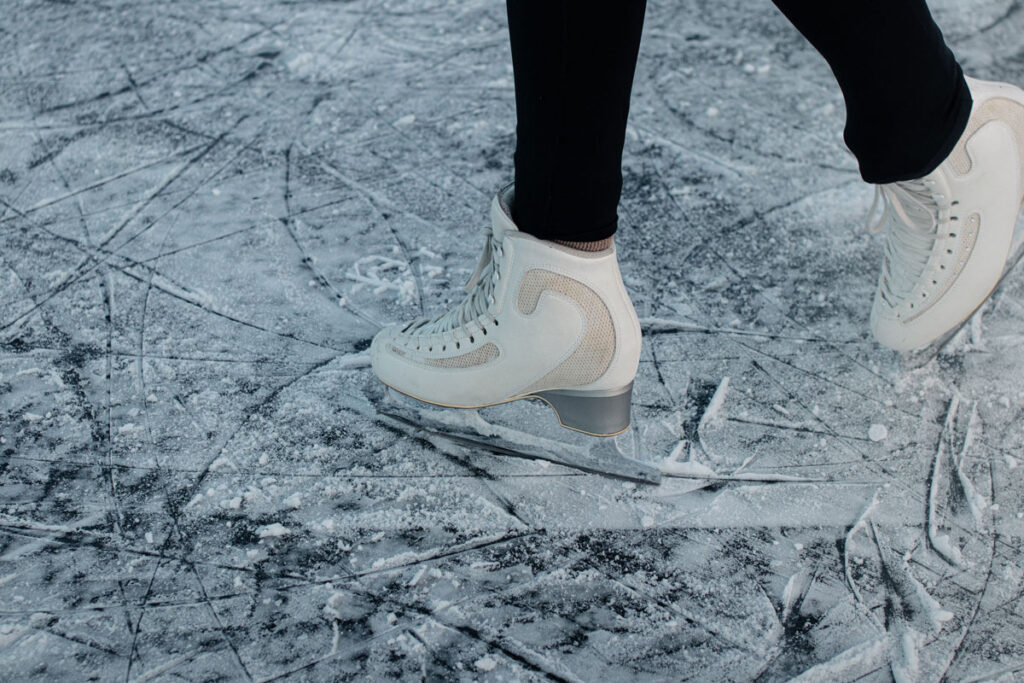 ice skates on ice