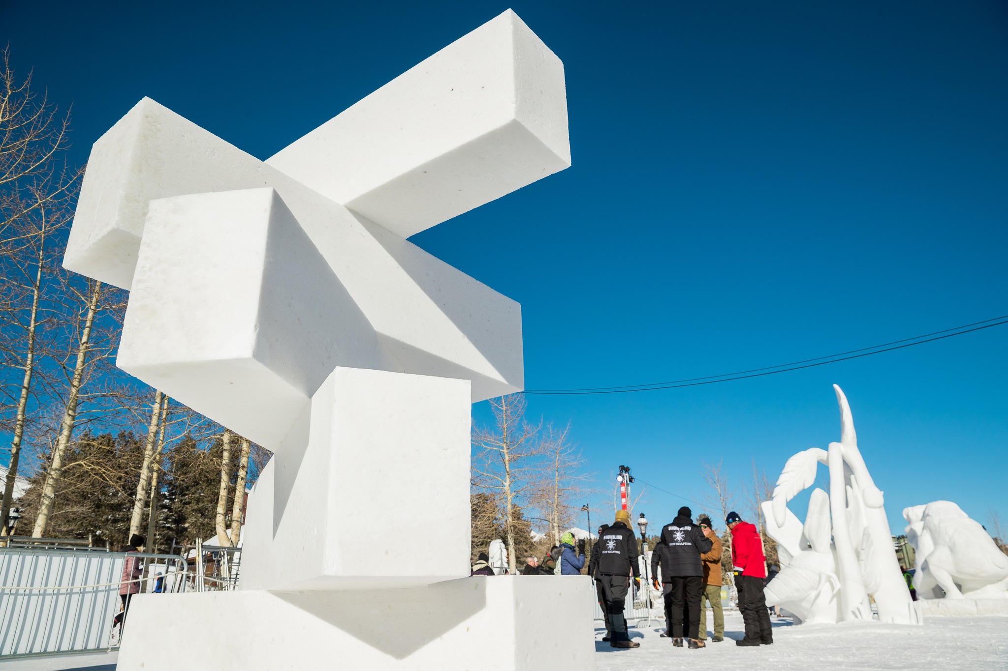 Snow Sculpture of a geometric pattern