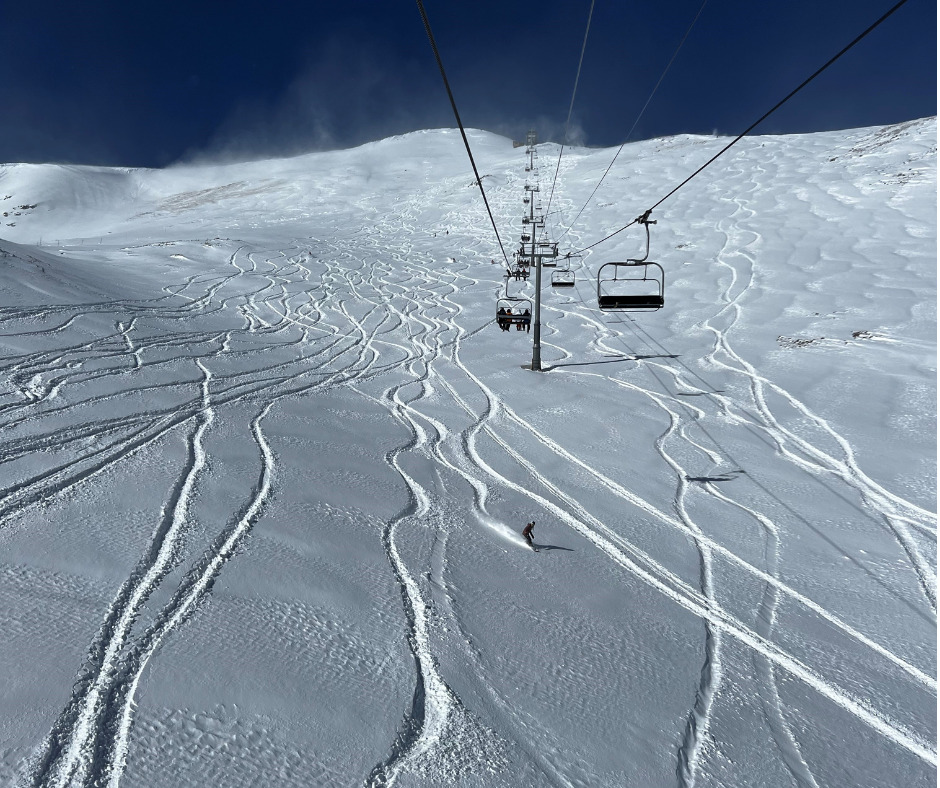 Ski Lift above deep powder snow
