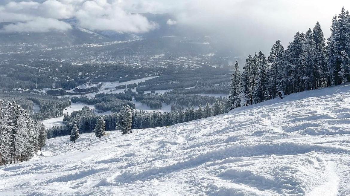 Powder on ski run at Breckenridge