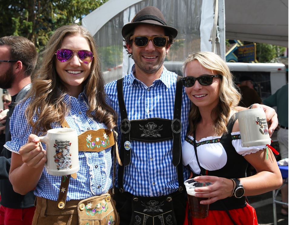 Group in traditionally Oktoberfest costumes
