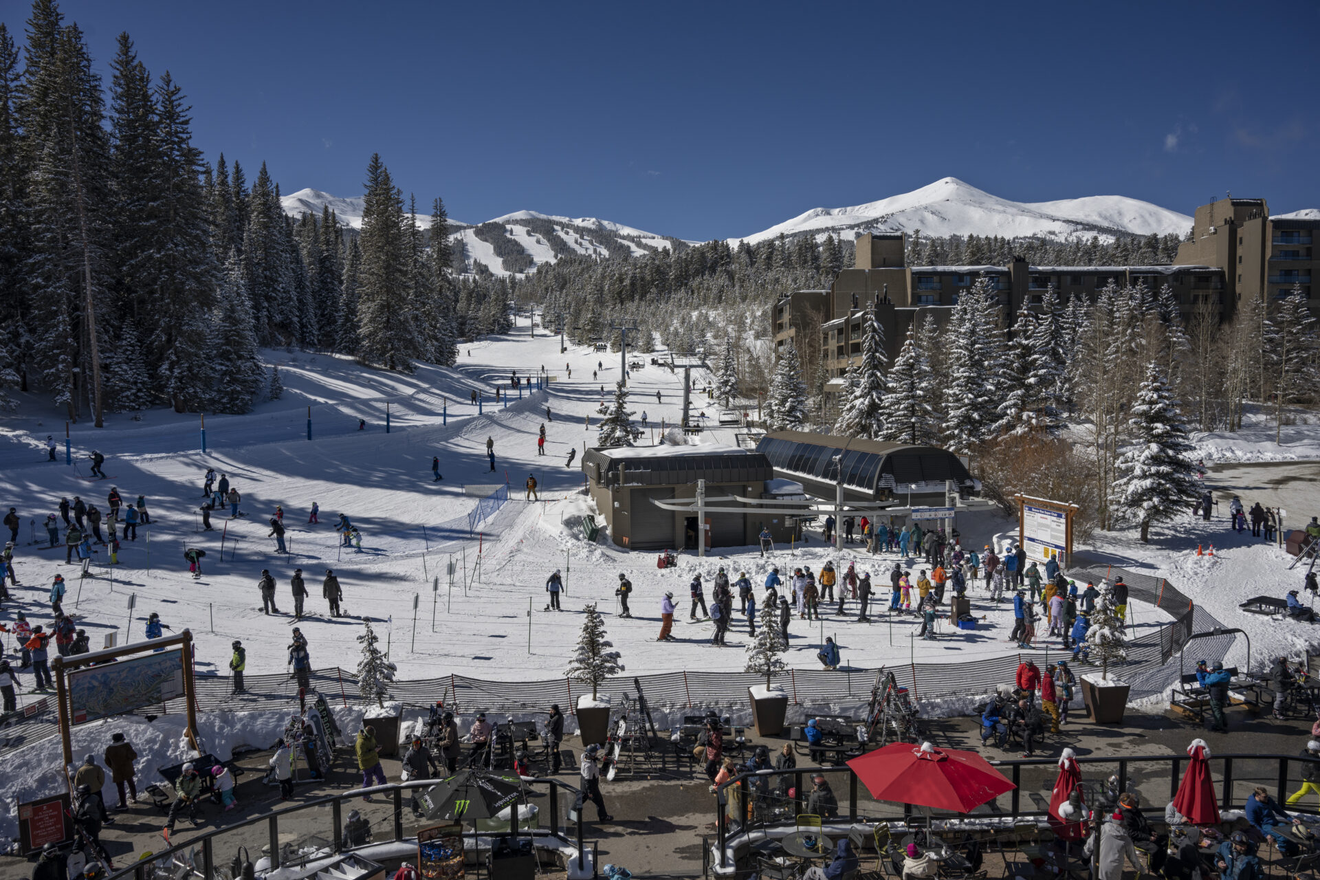 View of the Peak 9 Base Area from the Coppertop balcony