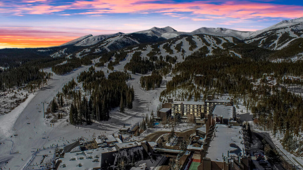 Twilight winter view of beaver Run and Breckenridge Ski Area
