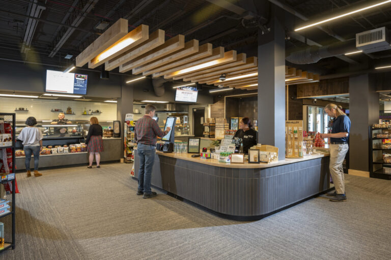 People shopping at the Skywalk market