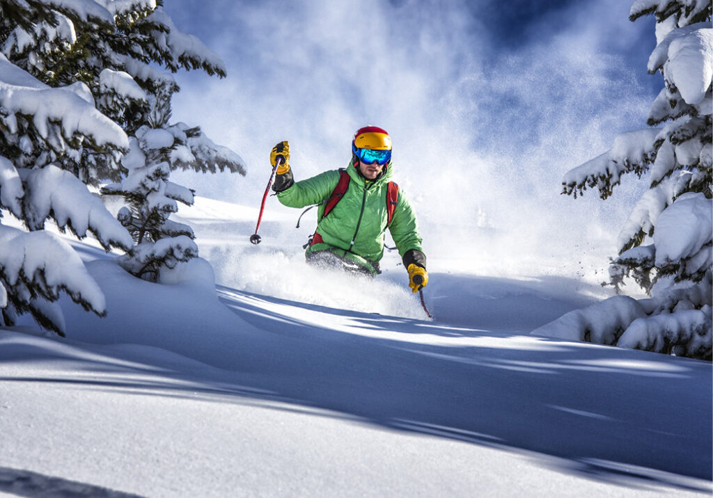 Skier in deep powder