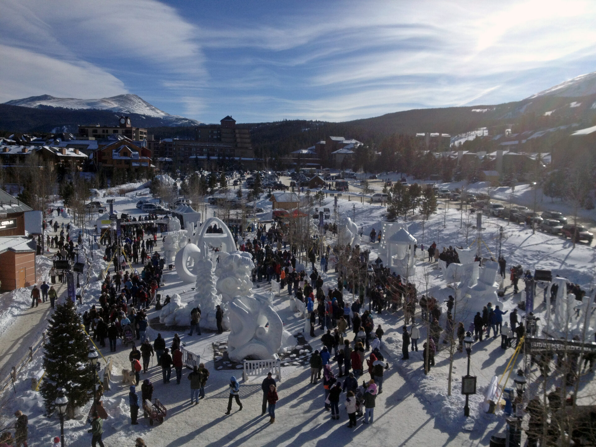 international snow sculptures birds eye