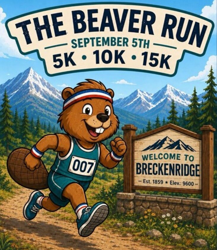 cartoon beaver running a marathon