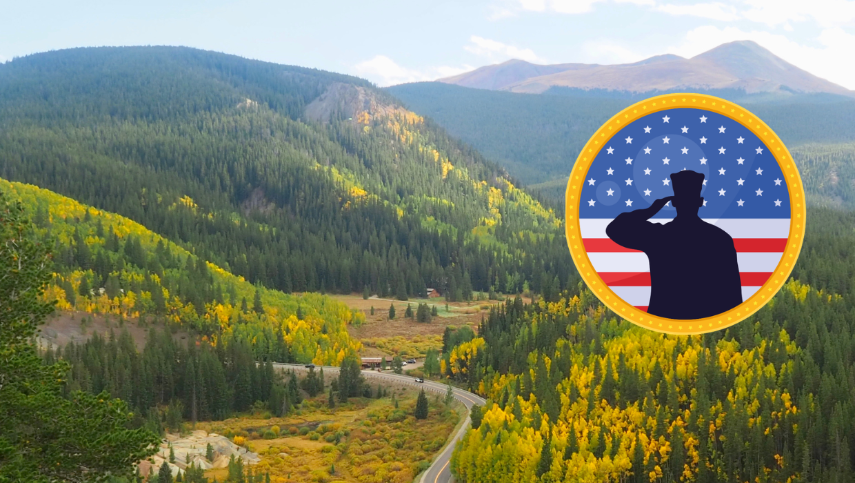 fall hero image with military logo