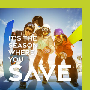 Cyber Sale graphic with snowboarders
